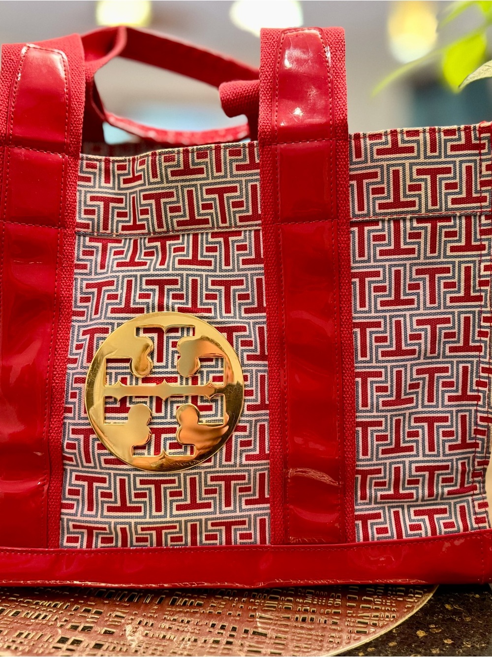 Tory Burch Ella Printed Tote with Gold Emblem